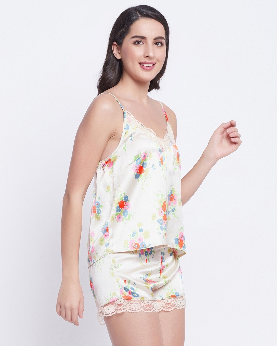Shop Women's White All Over Floral Printed Nightsuit-Back