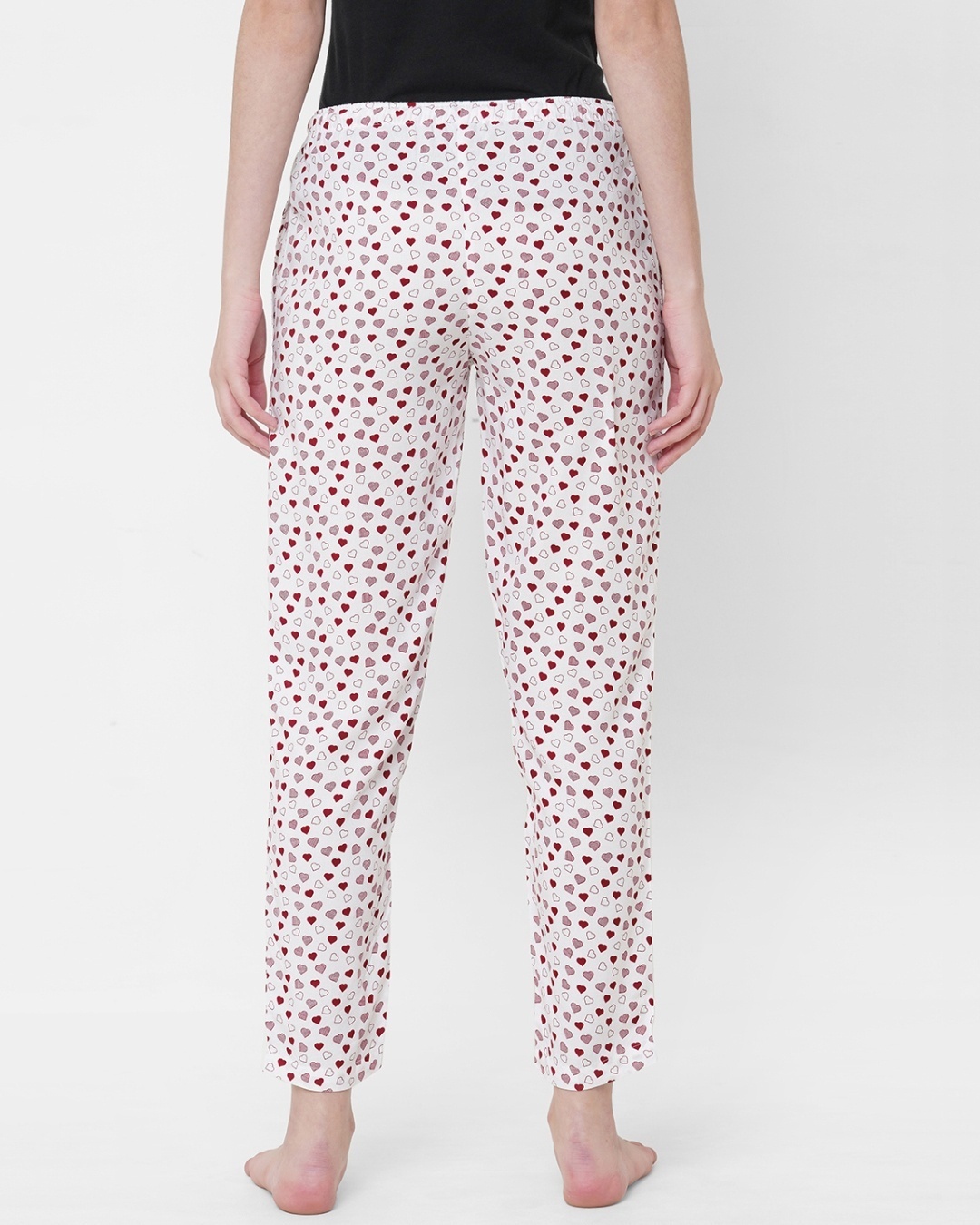 Shop Women's White All Over Heart Printed Lounge Pants-Design