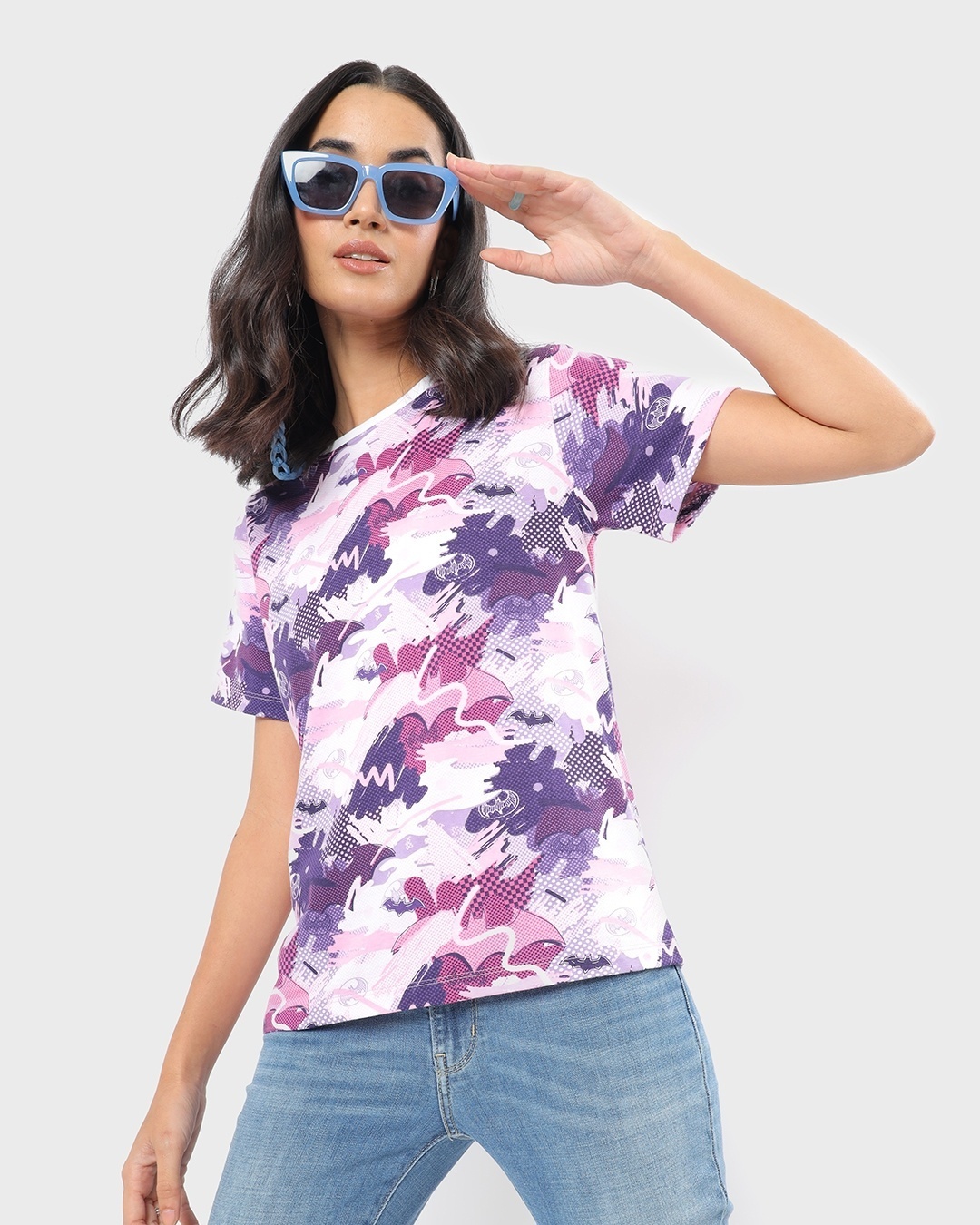 Shop Women's White All Over Printed T-shirt-Front