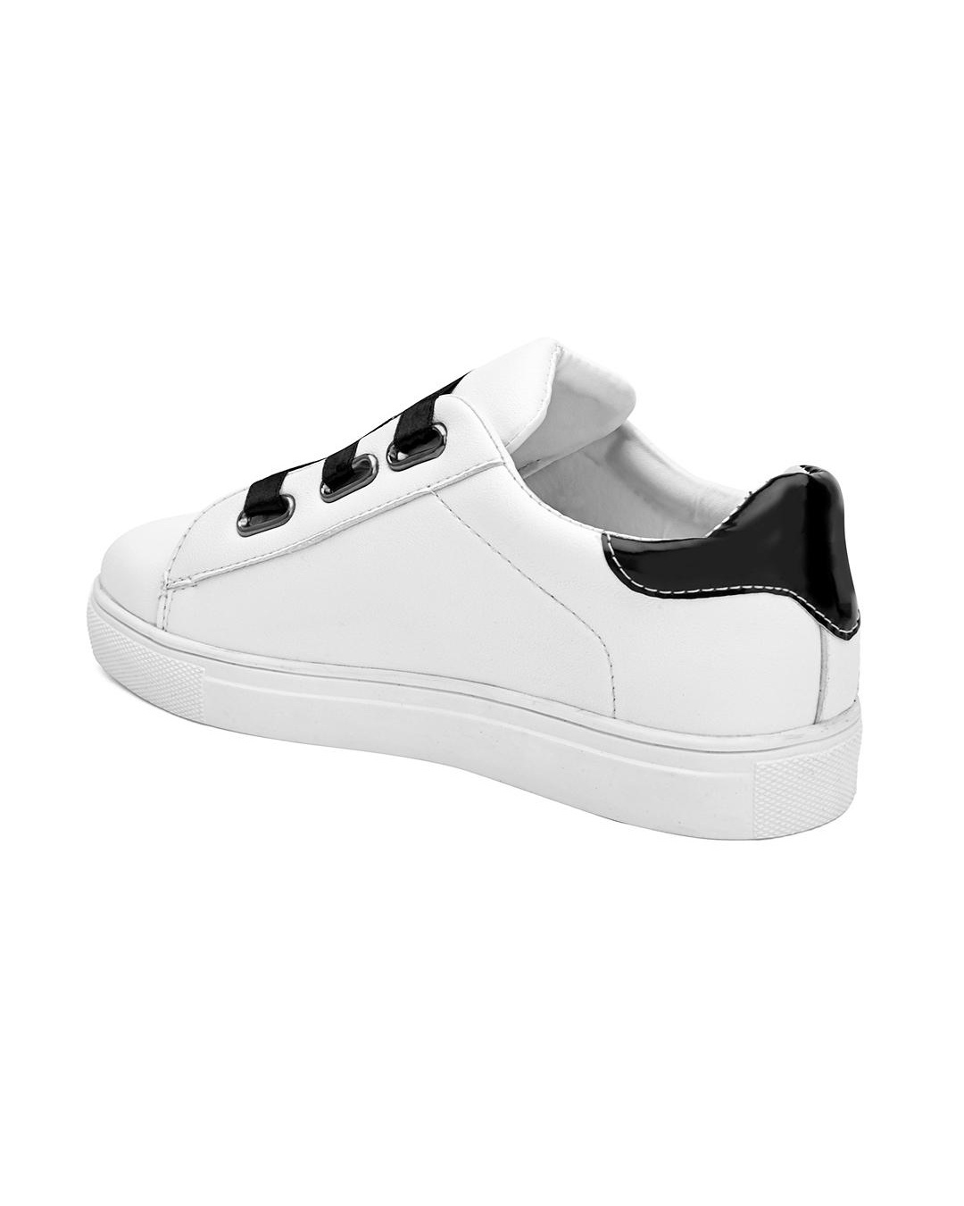 Buy Women's White and Black Color Block Casual Shoes Online in India at ...