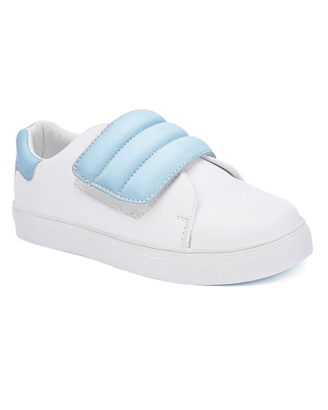 Buy Women's White and Blue Color Block Velcro Casual Shoes Online in