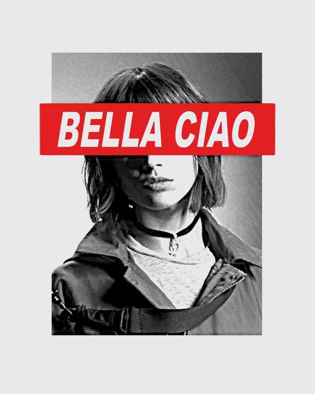 Shop Women's White Bella Ciao Graphic Printed Boyfriend T-shirt-Full