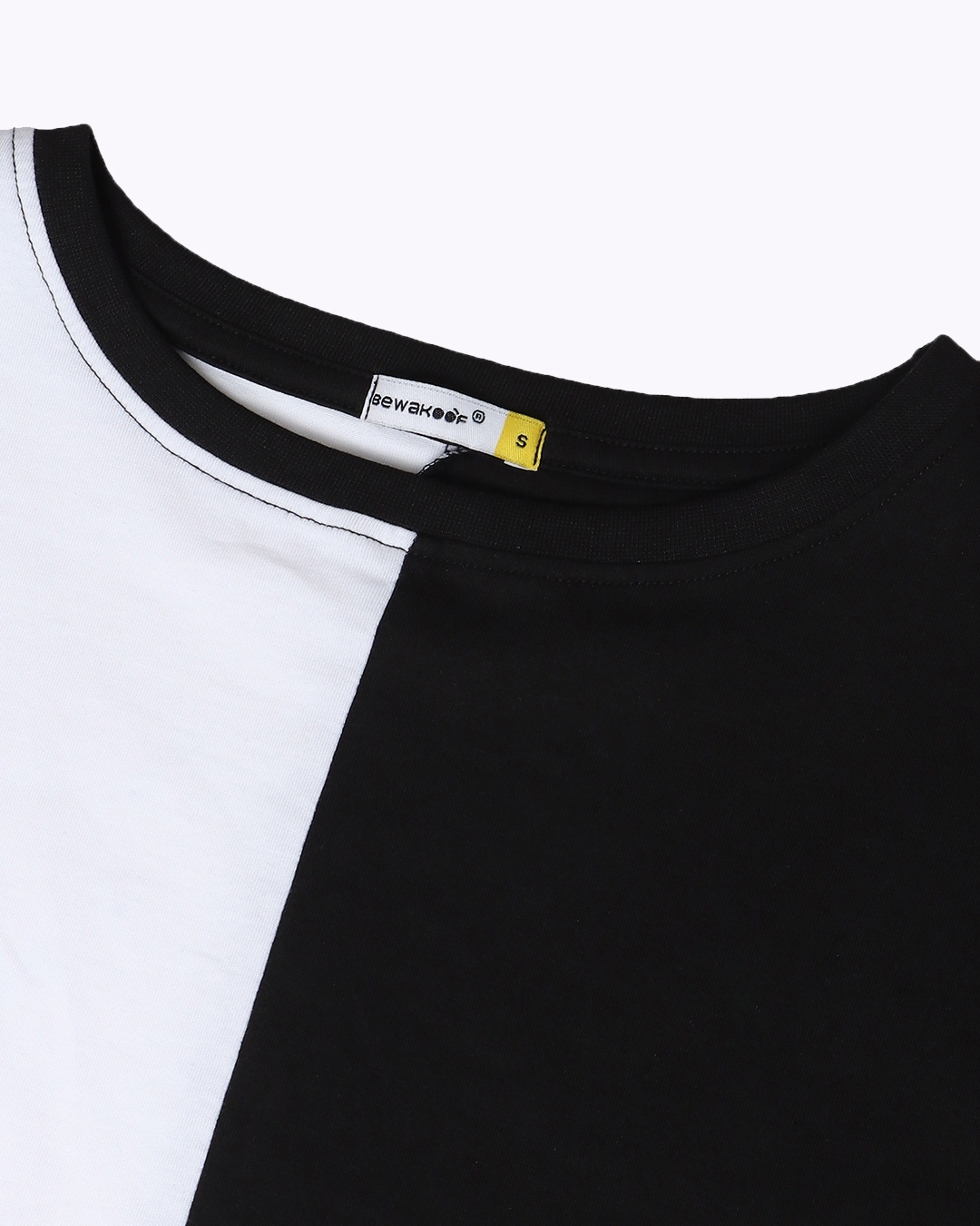 Shop Women's White & Black Color Block Relaxed Fit T-shirt
