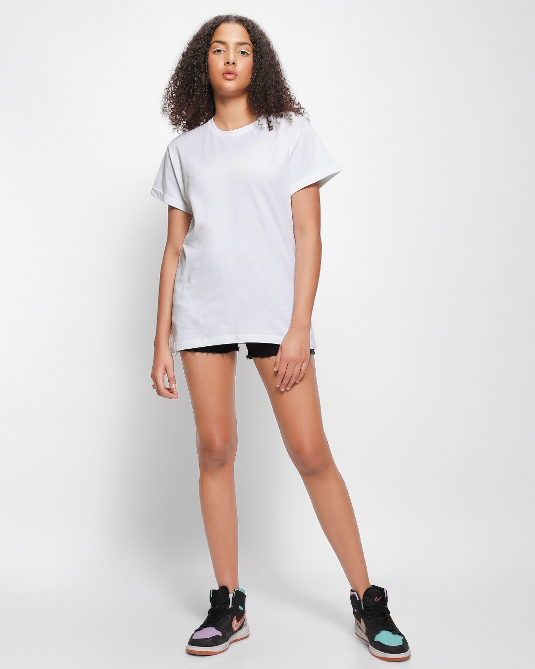 women wearing white t-shirt