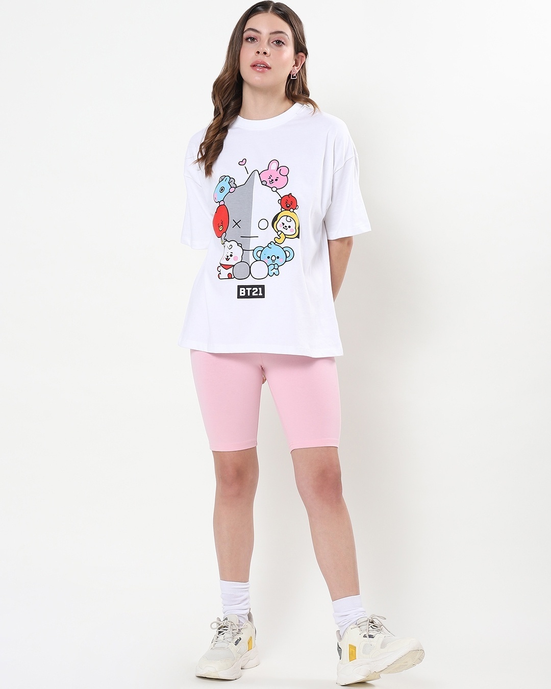 Shop Women's White BTS Graphic Printed Oversized T-shirt-Full