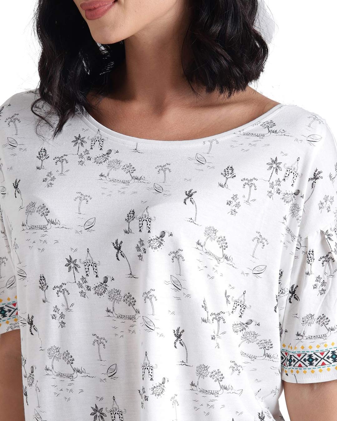 Shop Women's White Floral Print Half Sleeve Top-Full