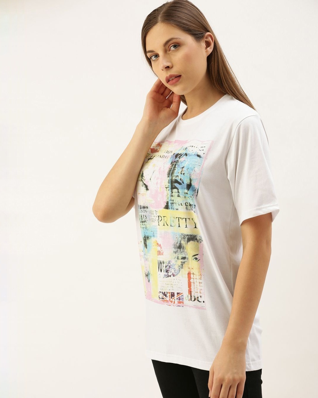Shop Women's White Graphic Print T-shirt-Design