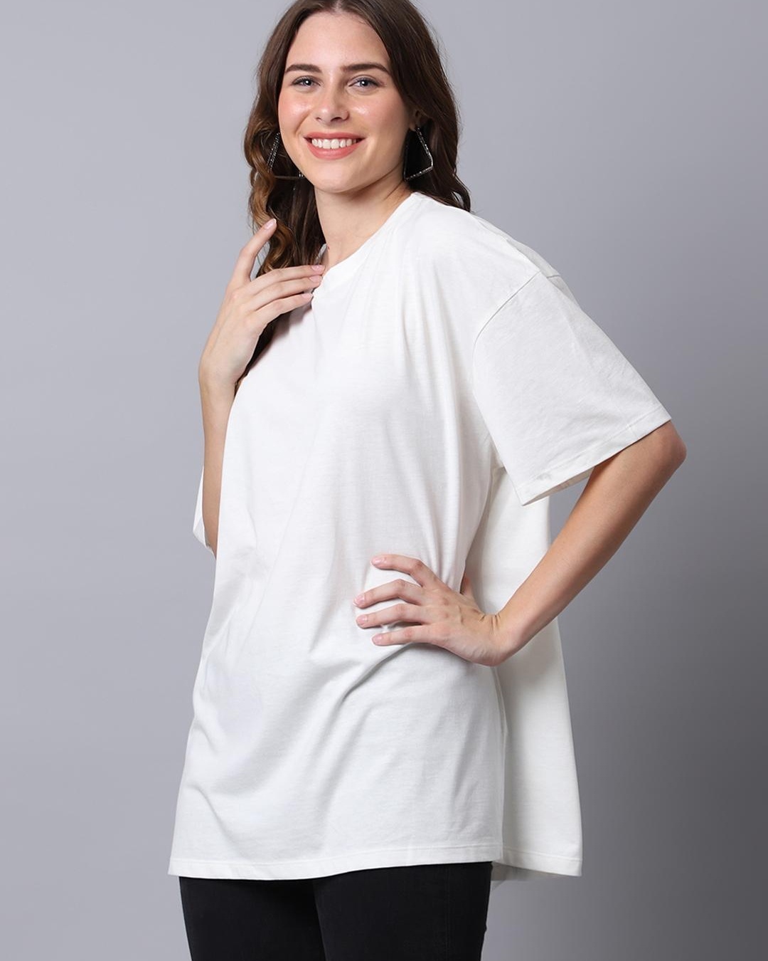 Shop Women's White Graphic Printed Oversized T-shirt-Full