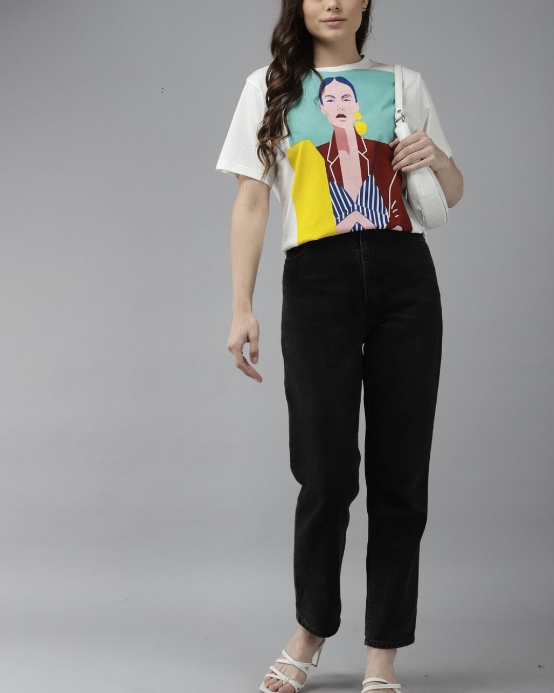 Buy Women's White Graphic Printed Tshirt for Women White Online at