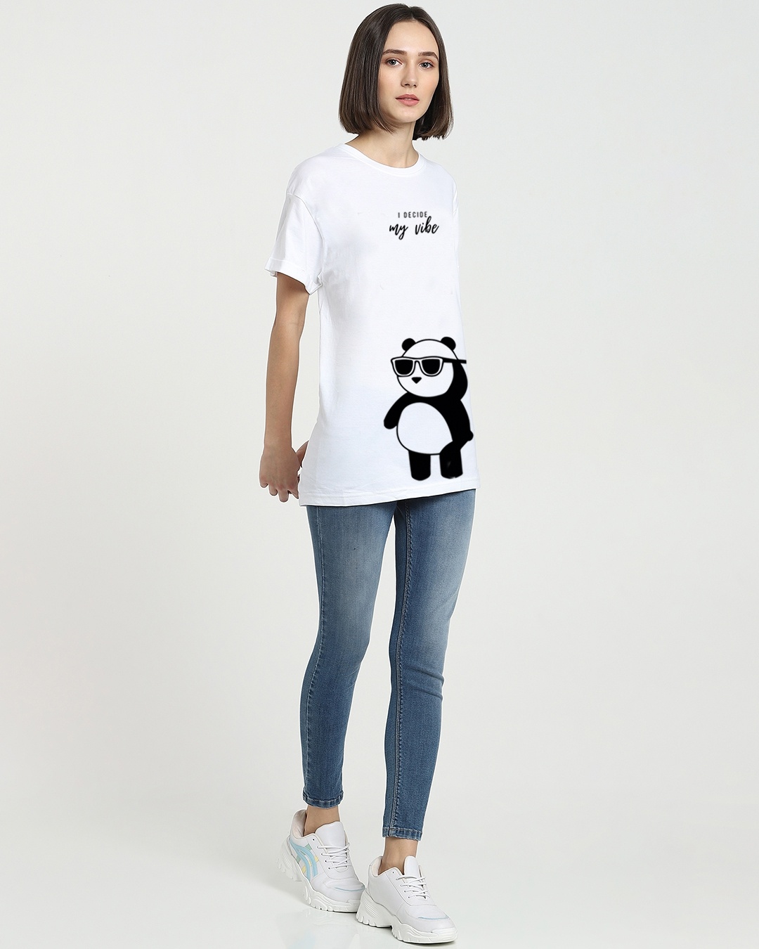Shop Women's White I Decide My Vibe Boyfriend Fit T-shirt-Design