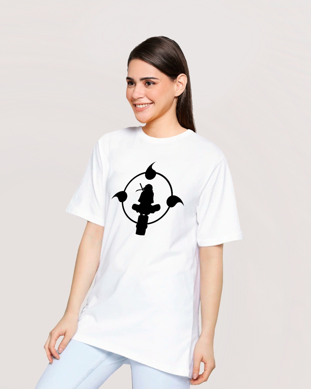 Buy Women's White Itachi Graphic Printed Oversized T-shirt for Women White Online at Bewakoof