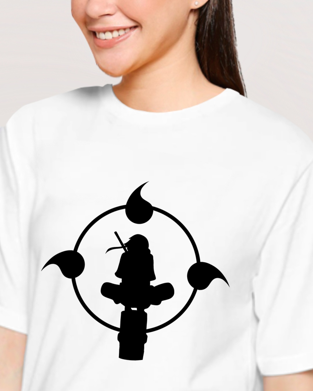 Buy Women's White Itachi Graphic Printed Oversized T-shirt for Women White Online at Bewakoof