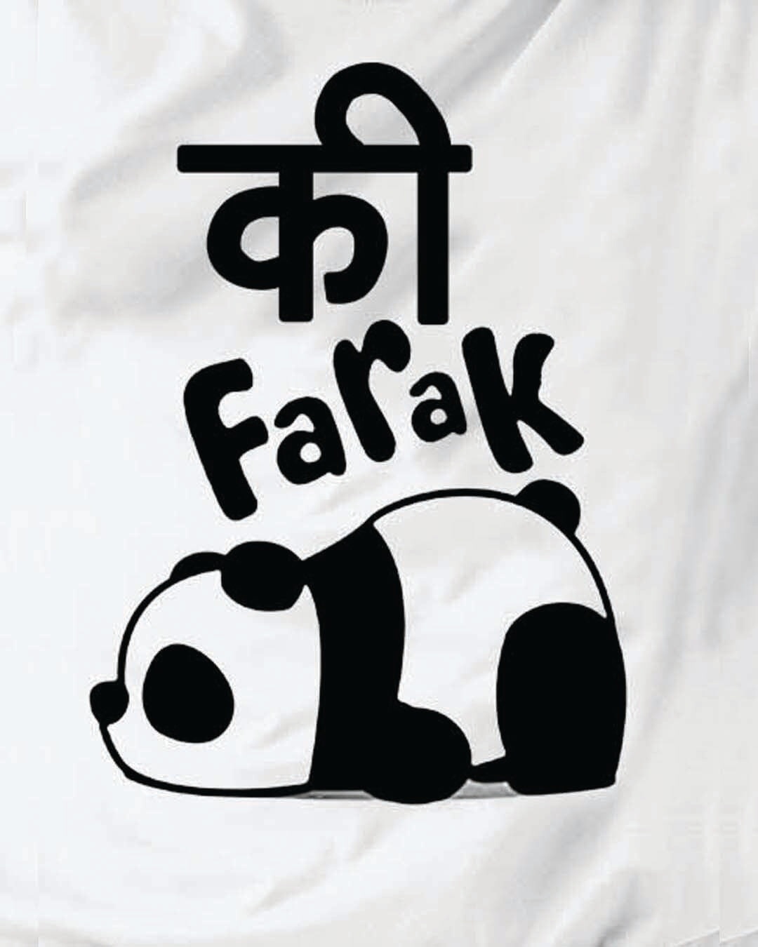 Shop Women's White Ki Farak Panda Premium Cotton T-shirt