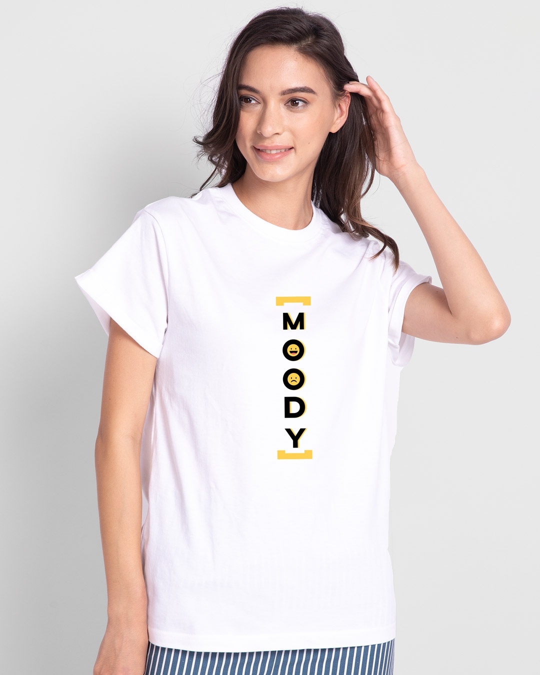 Shop Women's White Moody Boyfriend T-shirt-Back
