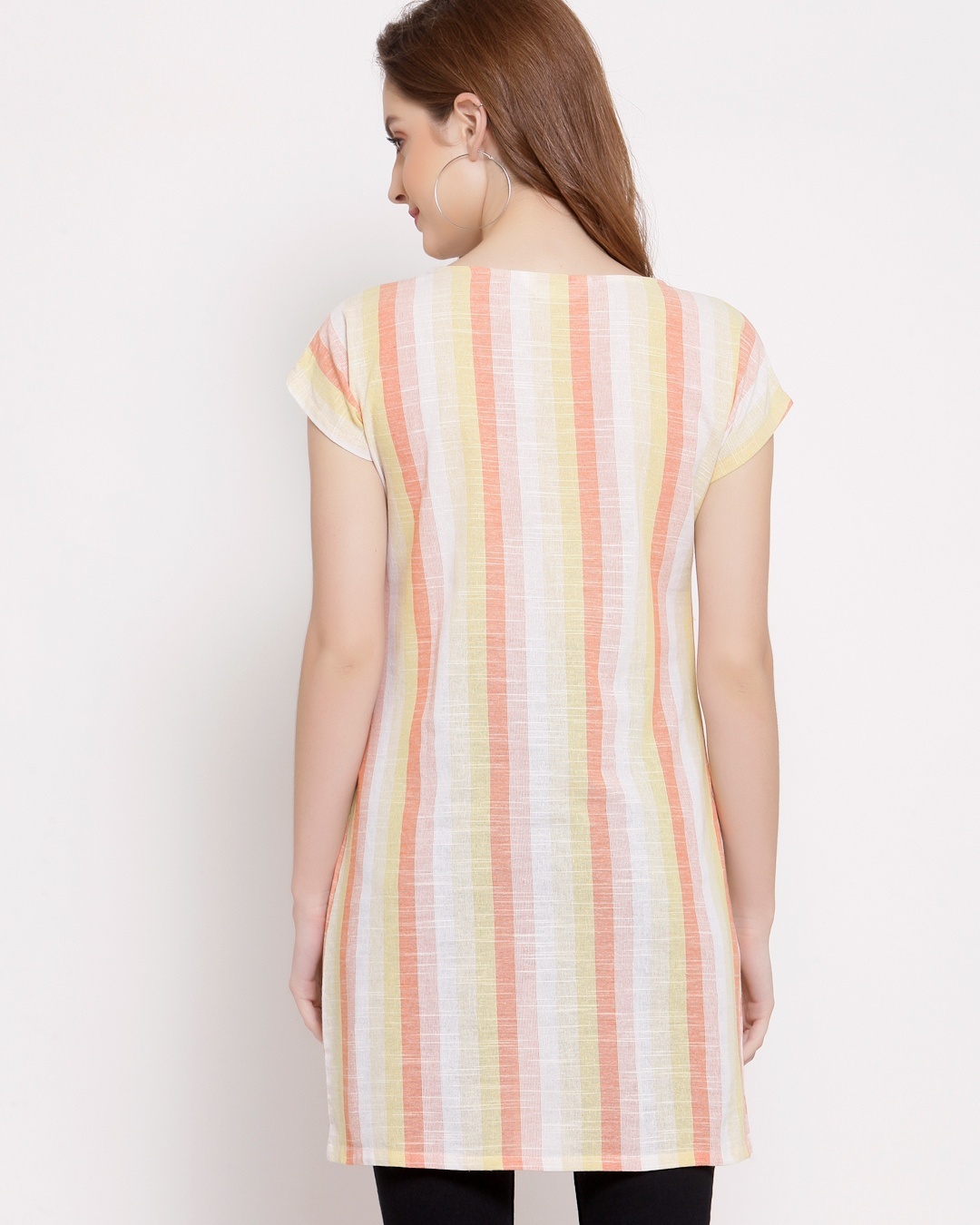 Buy Women's White & Orange Striped Top for Women White Online at Bewakoof
