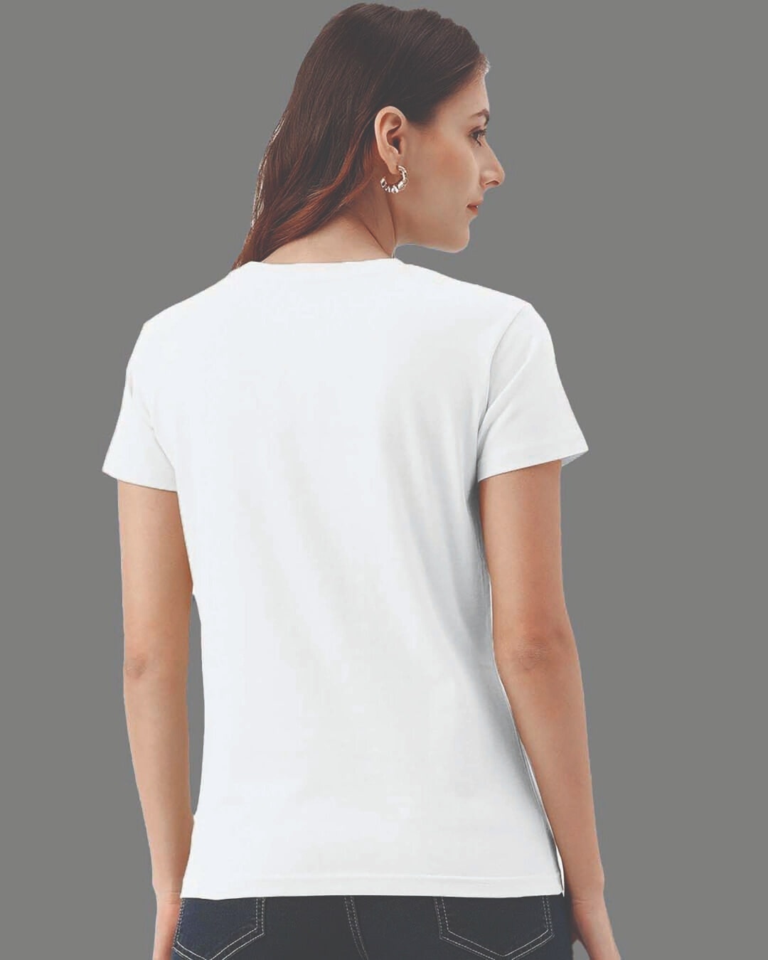 Shop Women's White Pizza Love Premium Cotton T-shirt-Back