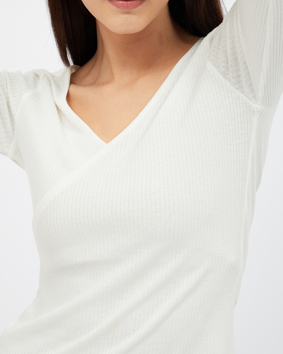 Buy Women's White Ribbed Full Sleeve Top for Women White Online at Bewakoof