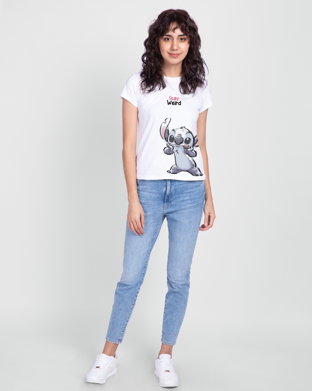 Shop Women's White Stay Weird (DL) T-shirt-Design