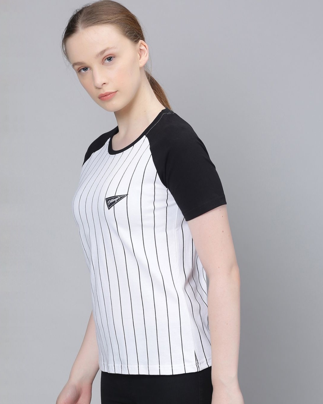 Shop Women's White Striped T-shirt-Design