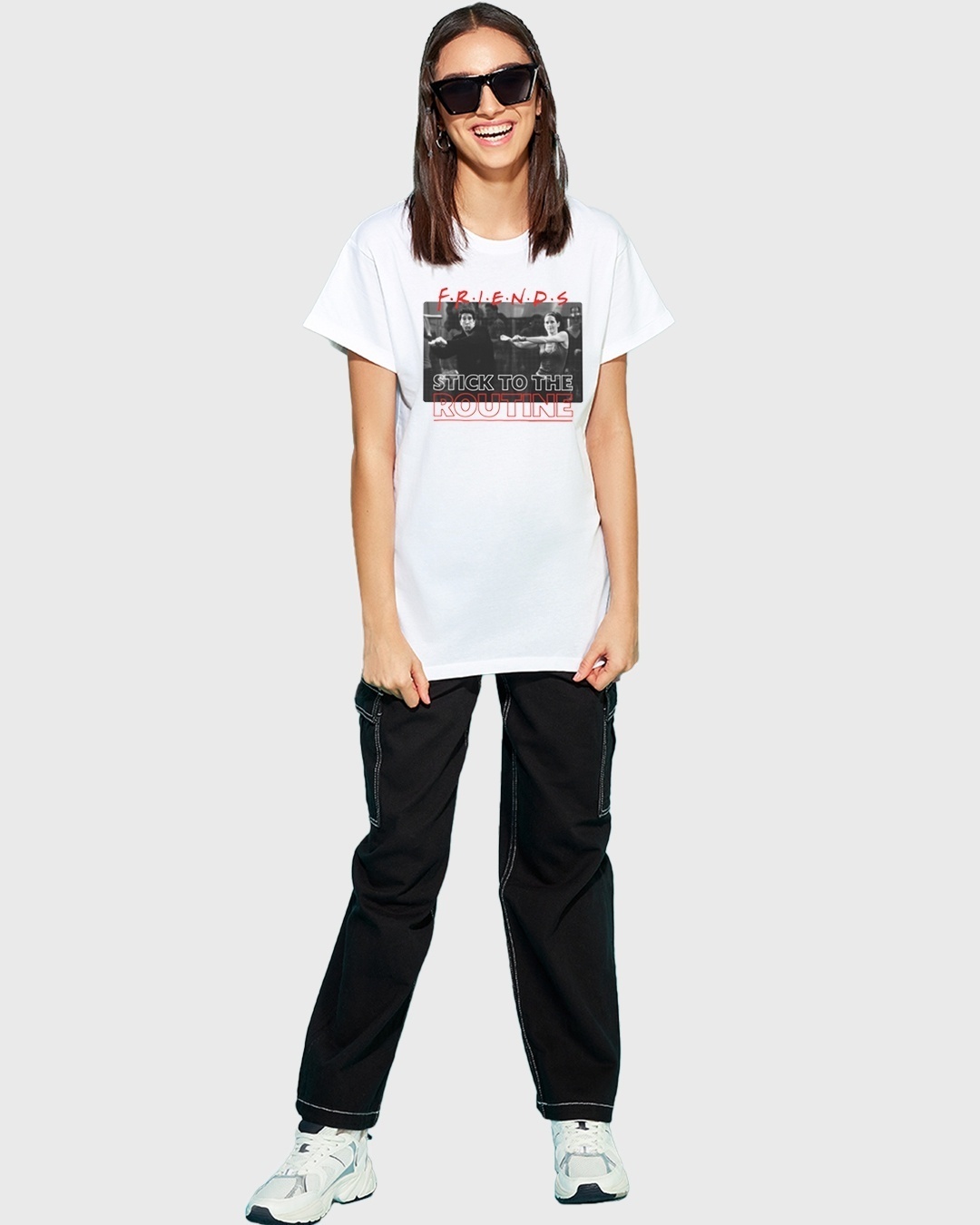 Shop Women's White To The Routine Graphic Printed Boyfriend T-shirt-Design