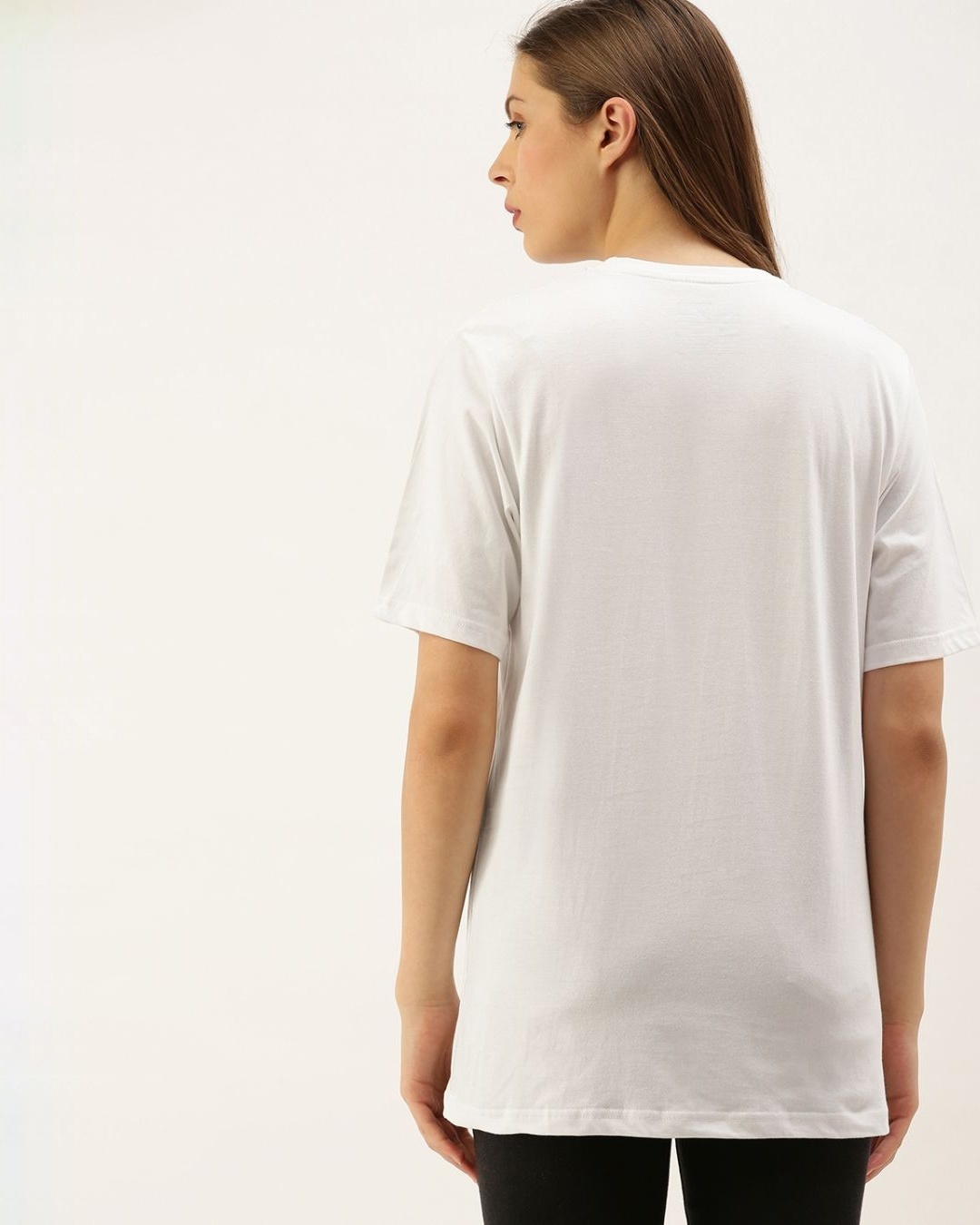 Shop Women's White Typography T-shirt-Back