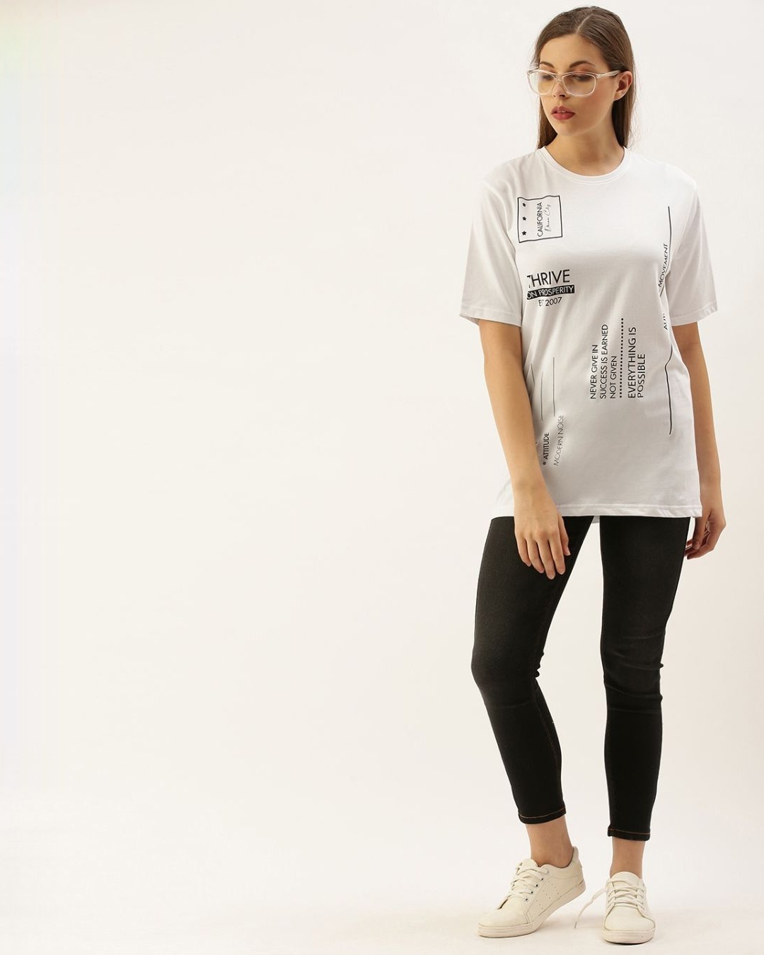 Shop Women's White Typography T-shirt