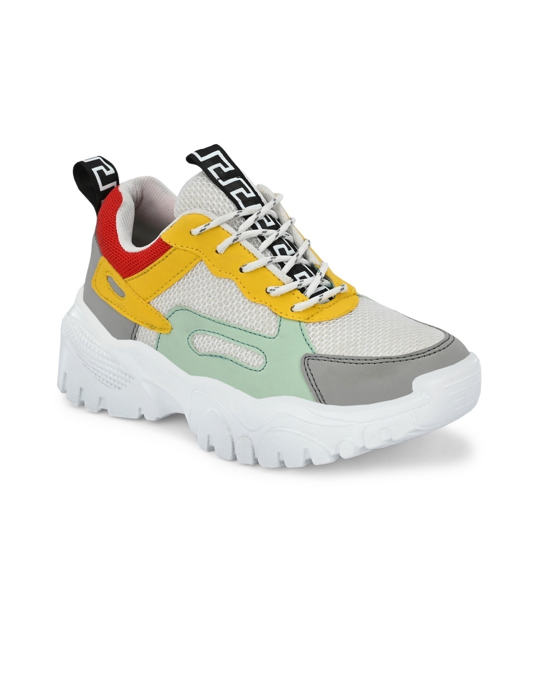 Shop Women's White & Yellow Color Block Sneakers-Back