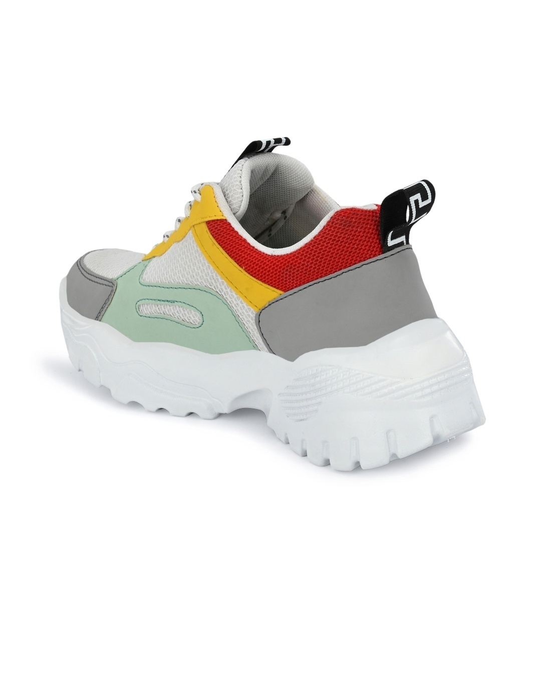 Shop Women's White & Yellow Color Block Sneakers-Full
