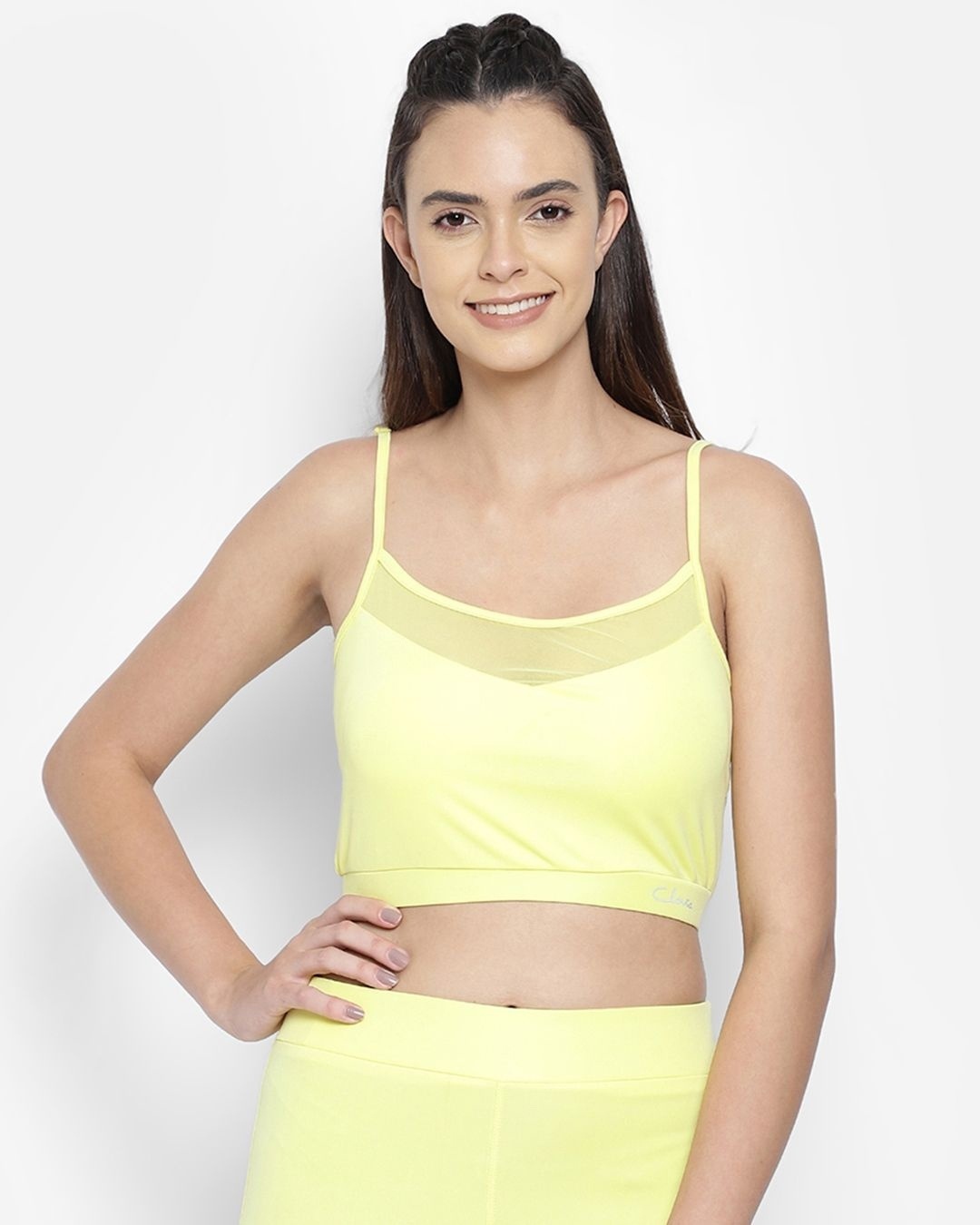 Shop Women's Yellow Active Comfort Fit Crop Top-Front