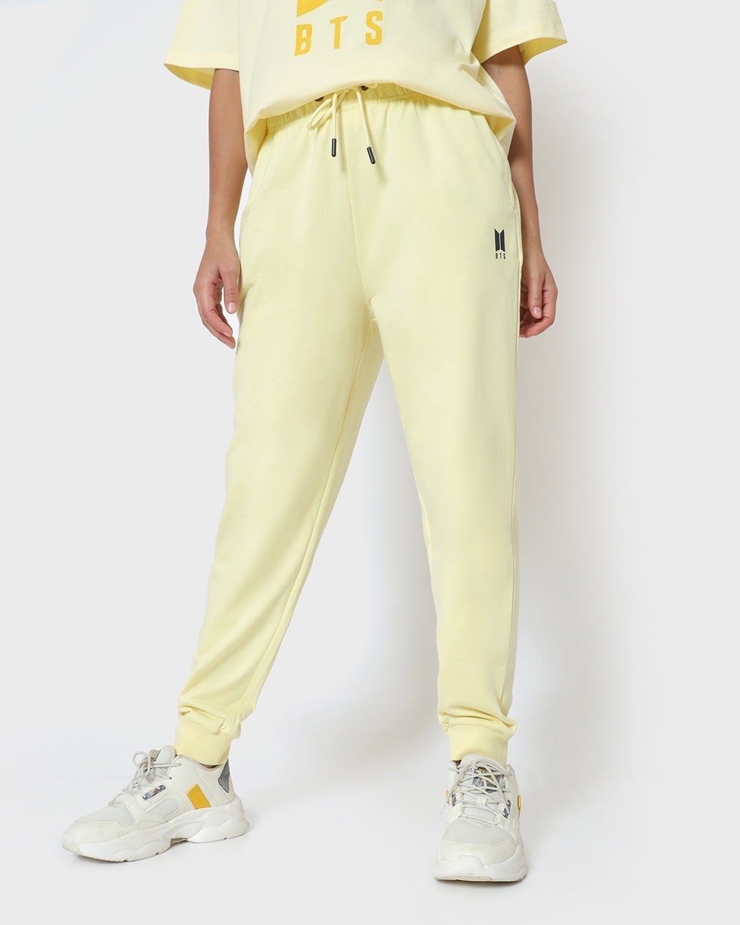 Shop Women's Yellow BTS Typography Relaxed Fit Joggers-Back