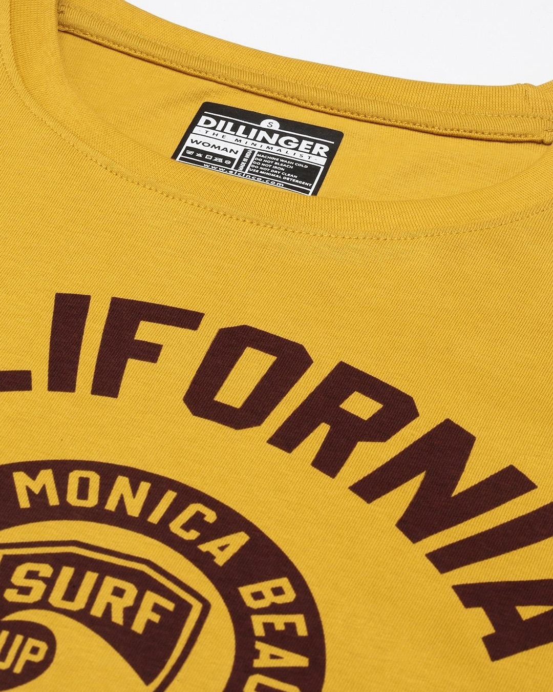 Shop Women's Yellow California Typography Oversized T-shirt