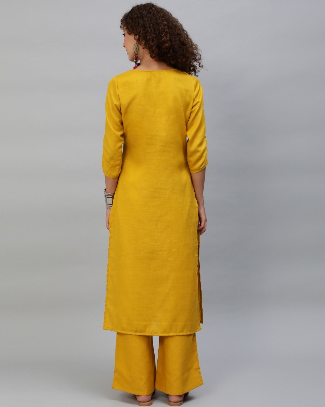 Shop Women's Yellow Chras Block Printed Kurta With Palazzo Set-Design