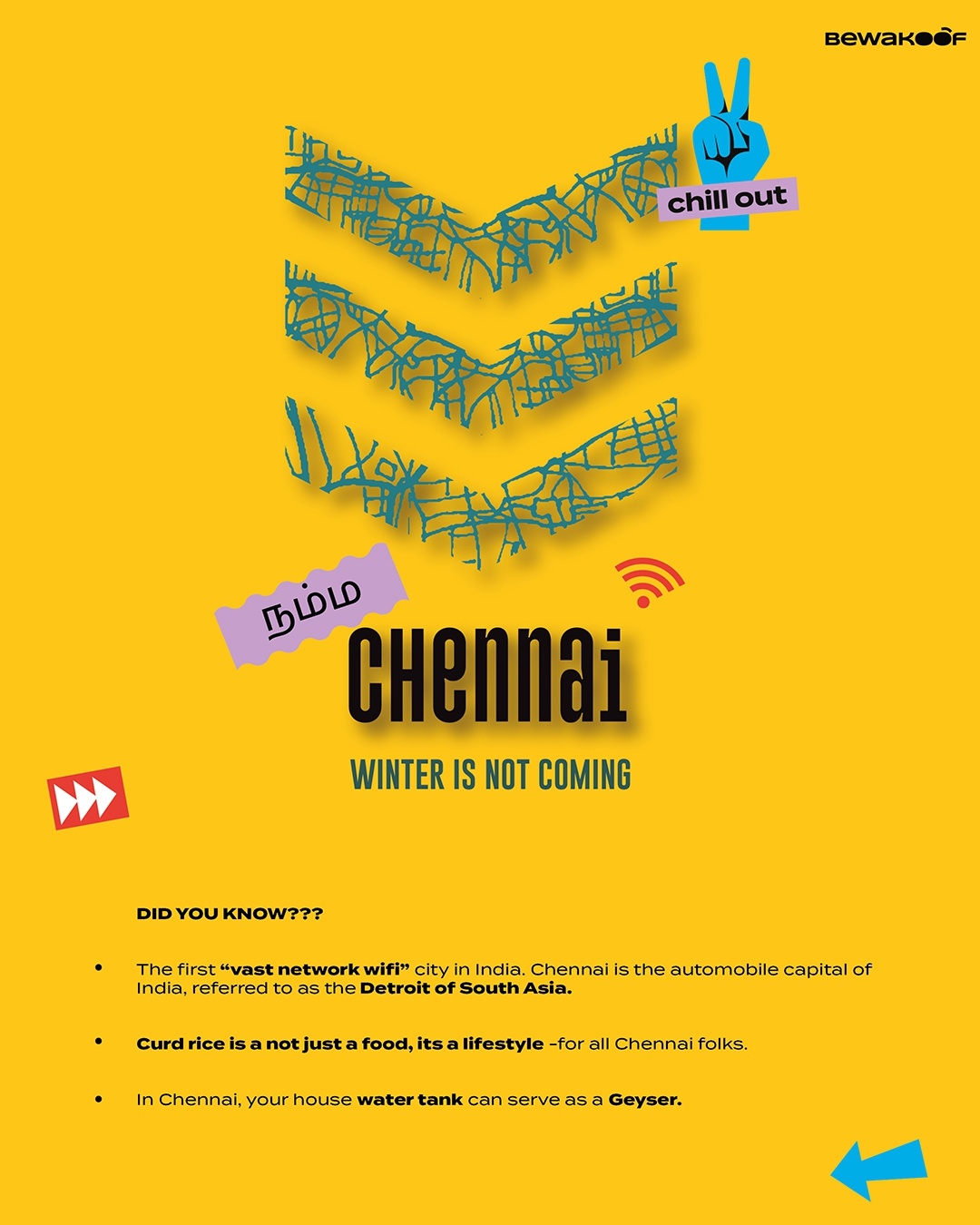 Shop Women's Yellow Chennai City Boyfriend Typography T-shirt-Back