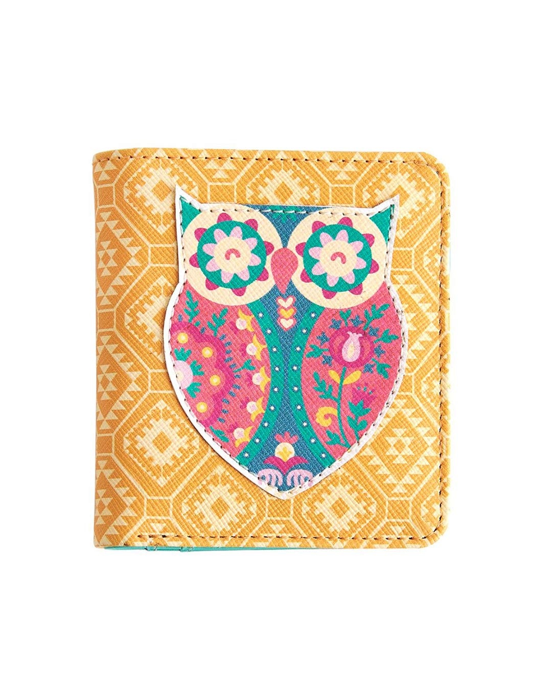 Shop Women's Yellow Classics owl Printed Mini Wallet-Front