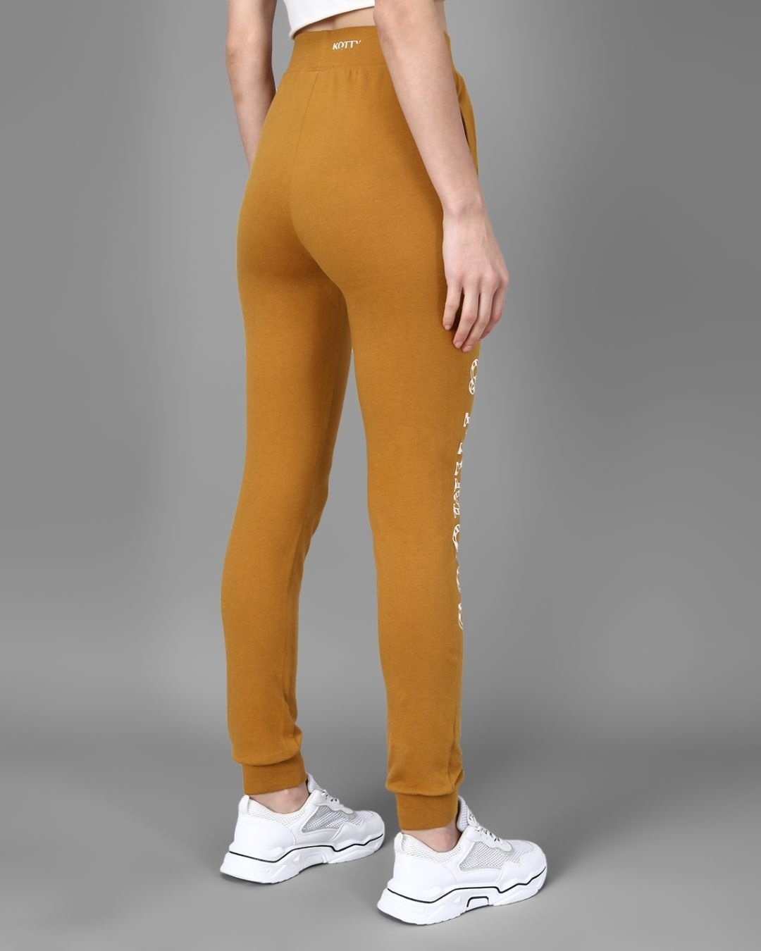 Shop Women's Yellow Fame & Famous Typography Skinny Fit Joggers-Design