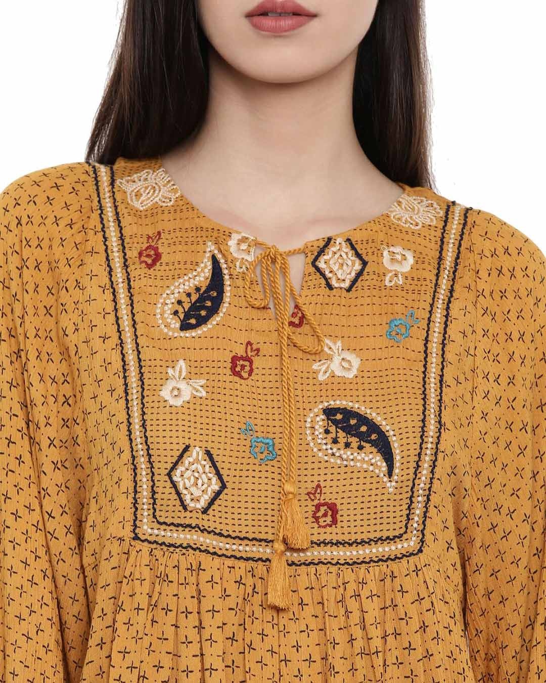 Shop Women's Yellow Floral Print Full Sleeve Top