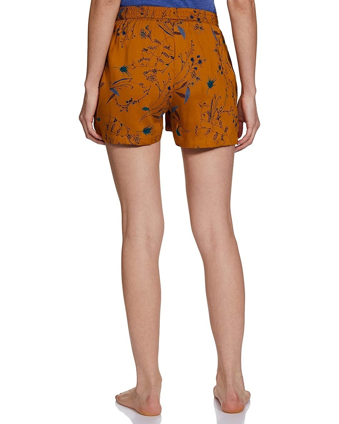 Shop Women's Yellow Floral Printed Rayon Shorts-Design