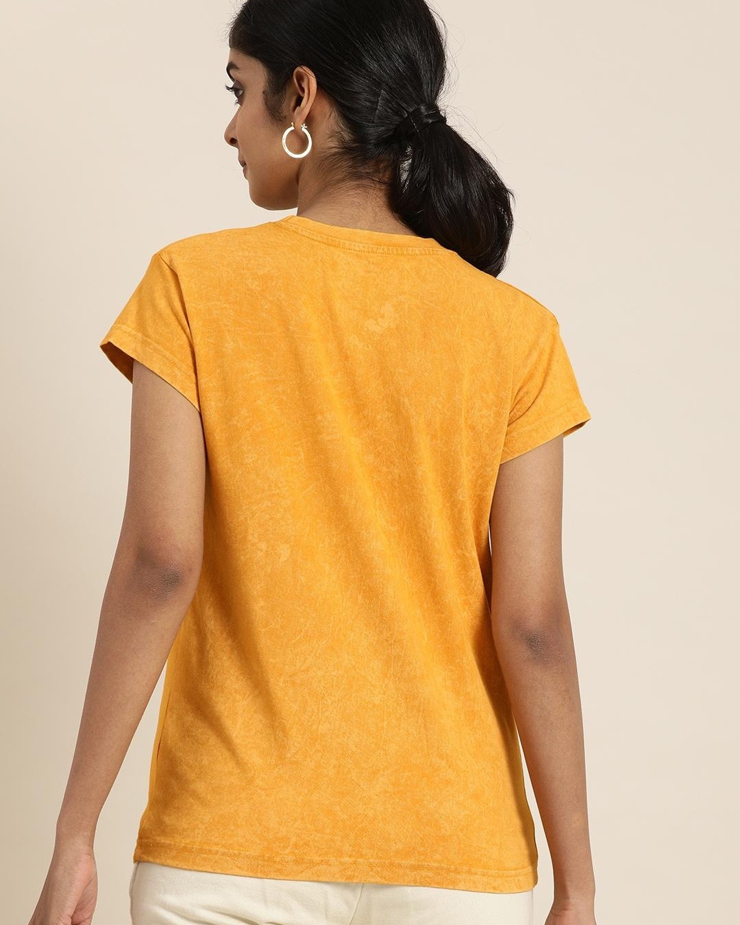Shop Women's Yellow Graphic Printed T-shirt-Back