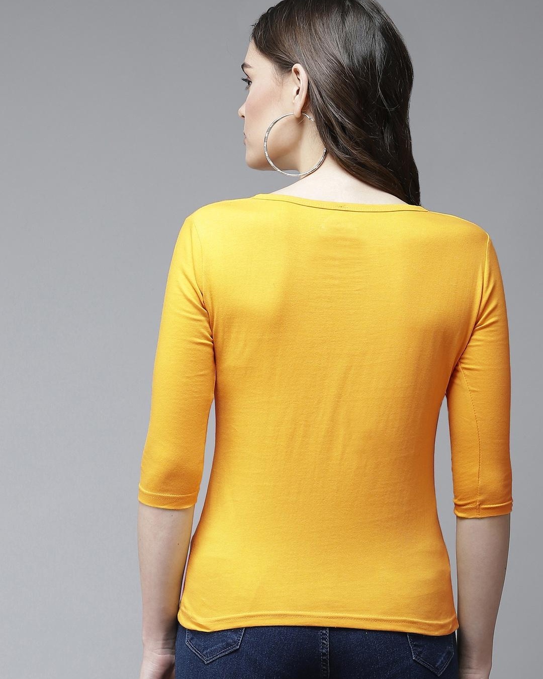Shop Women's Yellow Henley T-shirt-Design