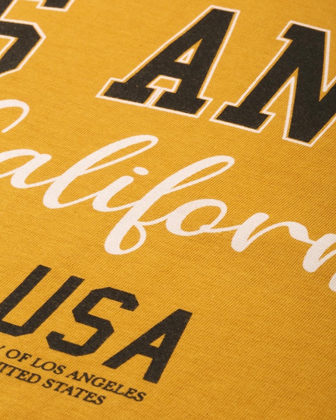 Shop Women's Yellow Los Angeles Typography Oversized T-shirt
