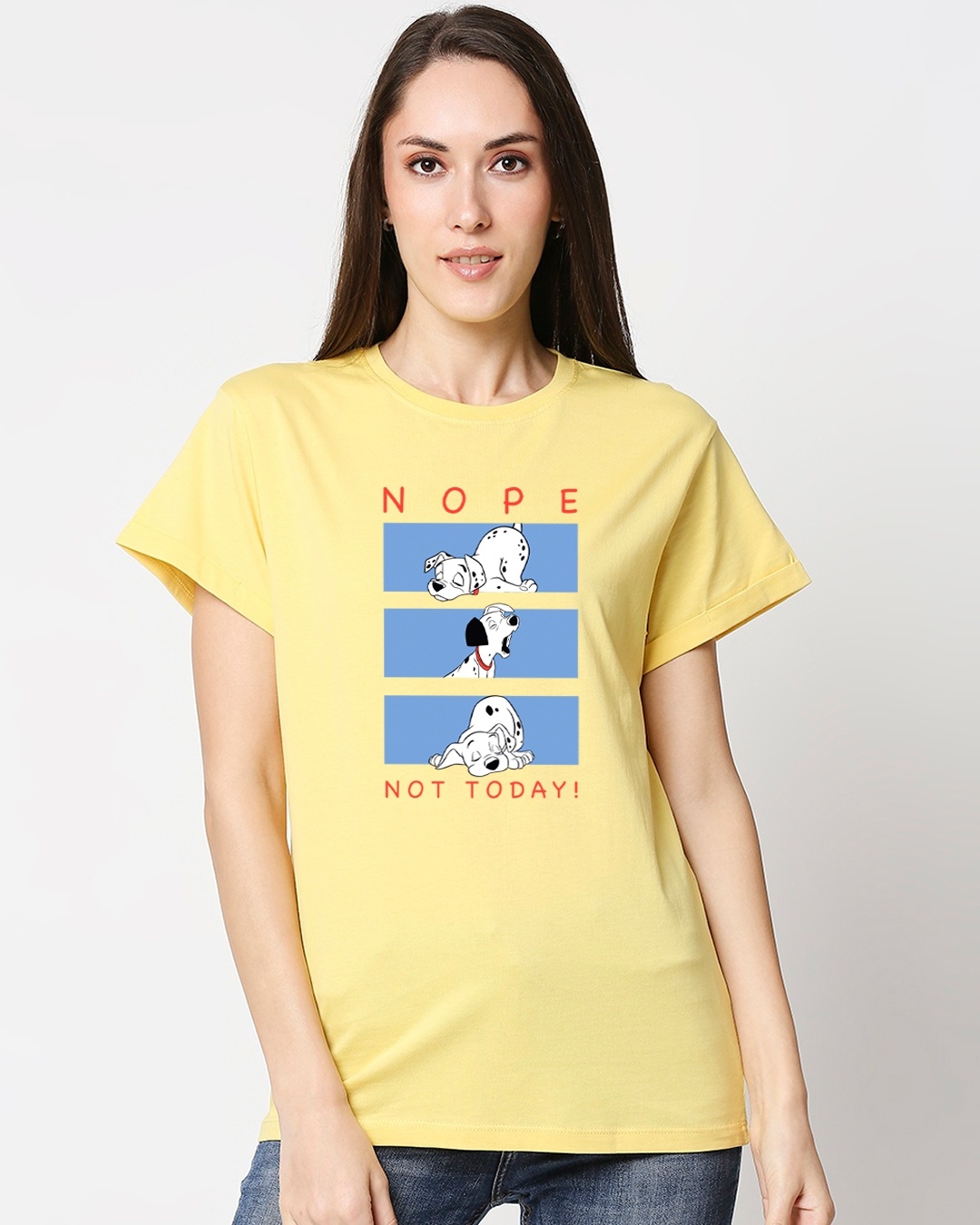 Shop Women's Yellow Nope Not Today Boyfriend T-shirt-Front