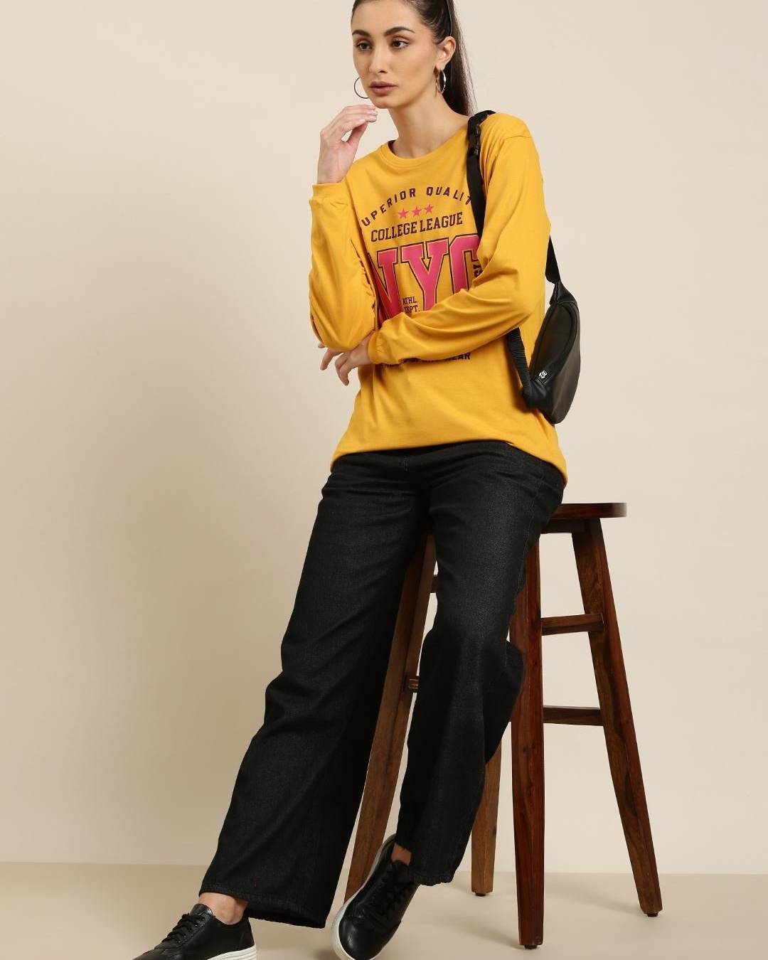 Shop Women's Yellow NYC Typography Oversized T-shirt-Design