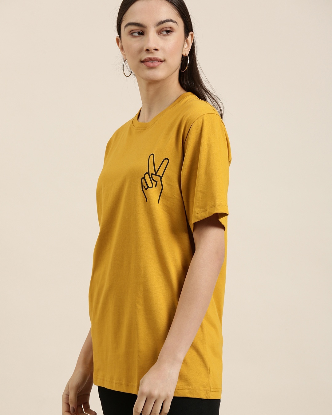 Shop Women's Yellow Printed Oversized T-shirt-Design