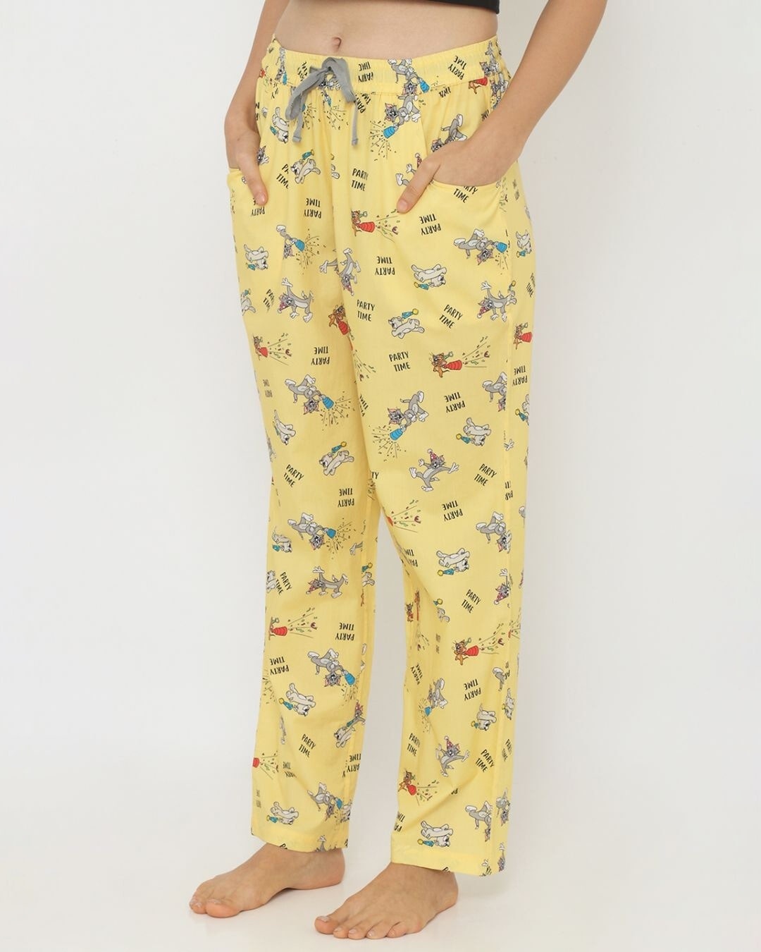 Shop Women's Yellow Regular Fit Printed Pyjama