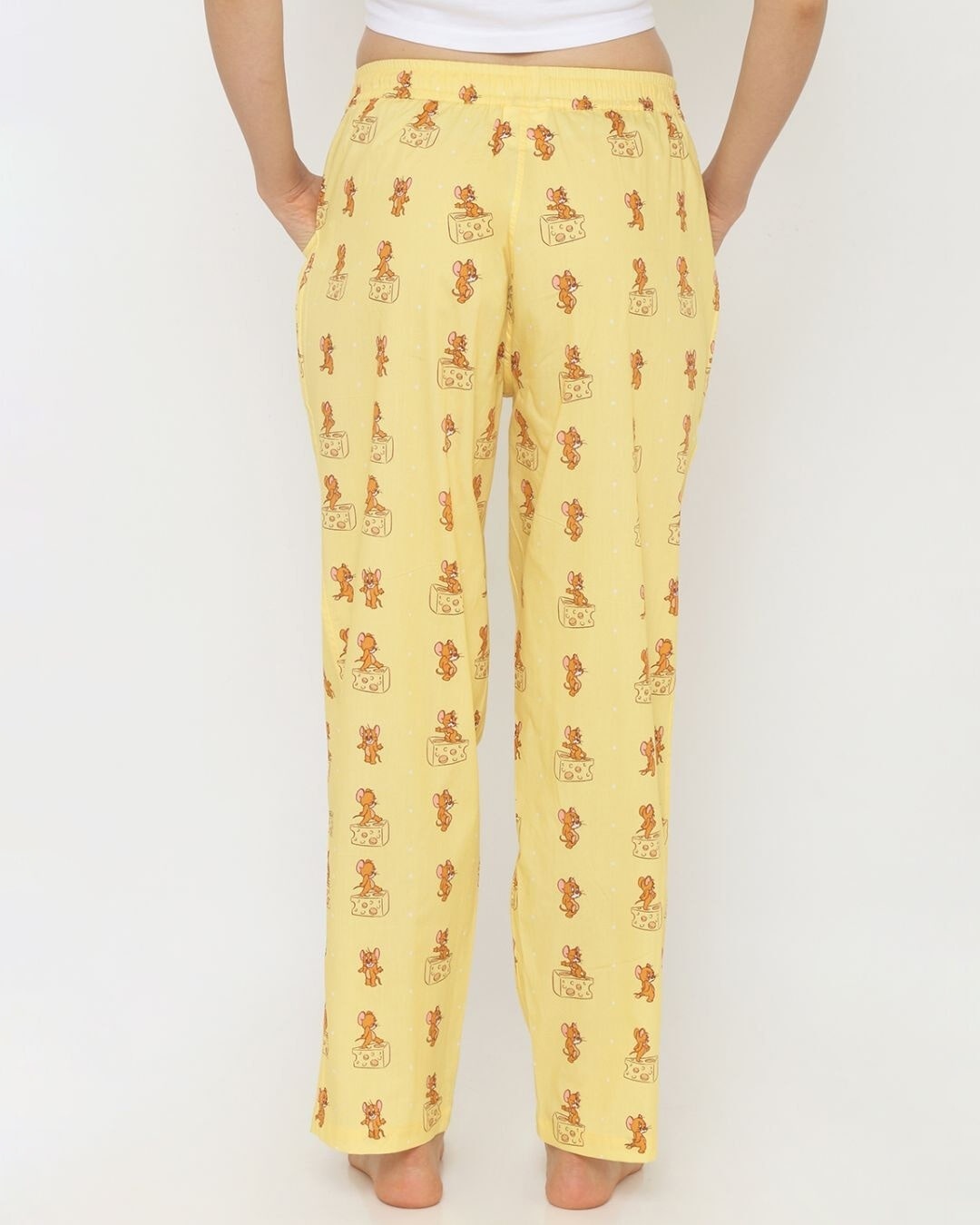 Shop Women's Yellow Regular Fit Printed Pyjama-Back