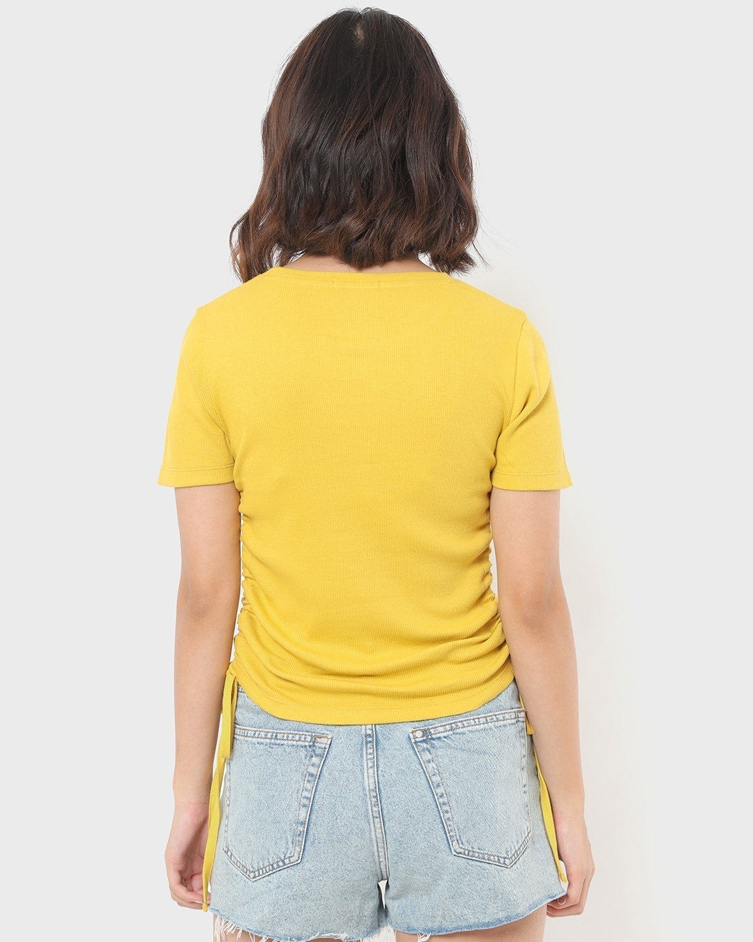 Shop Women's Yellow Size gather Slim Fit Top-Design