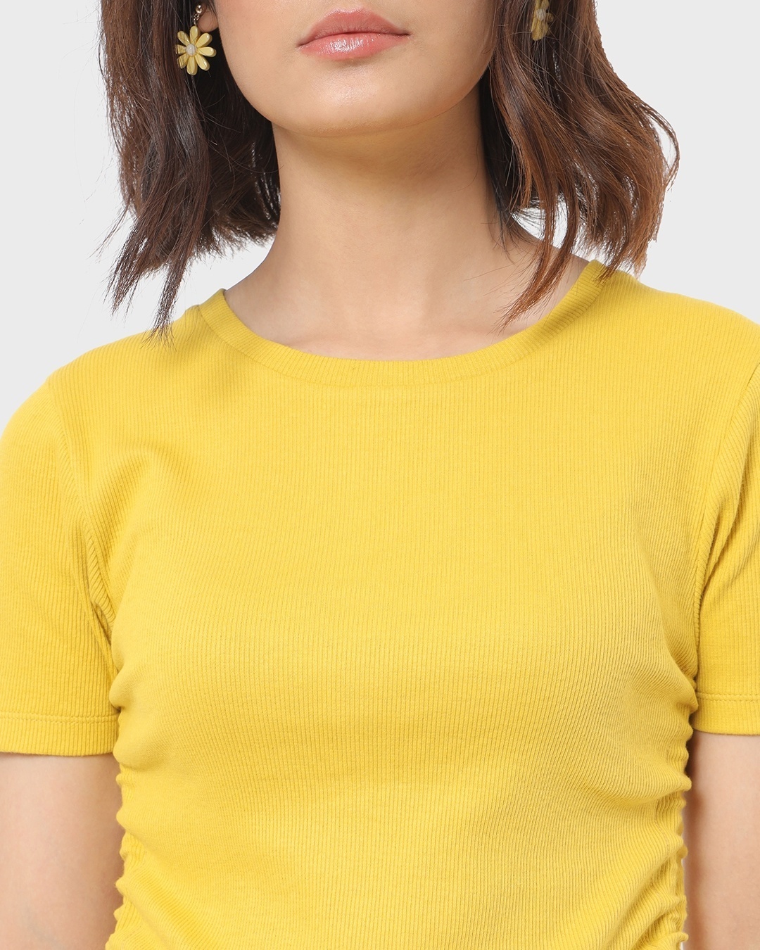Shop Women's Yellow Size gather Slim Fit Top