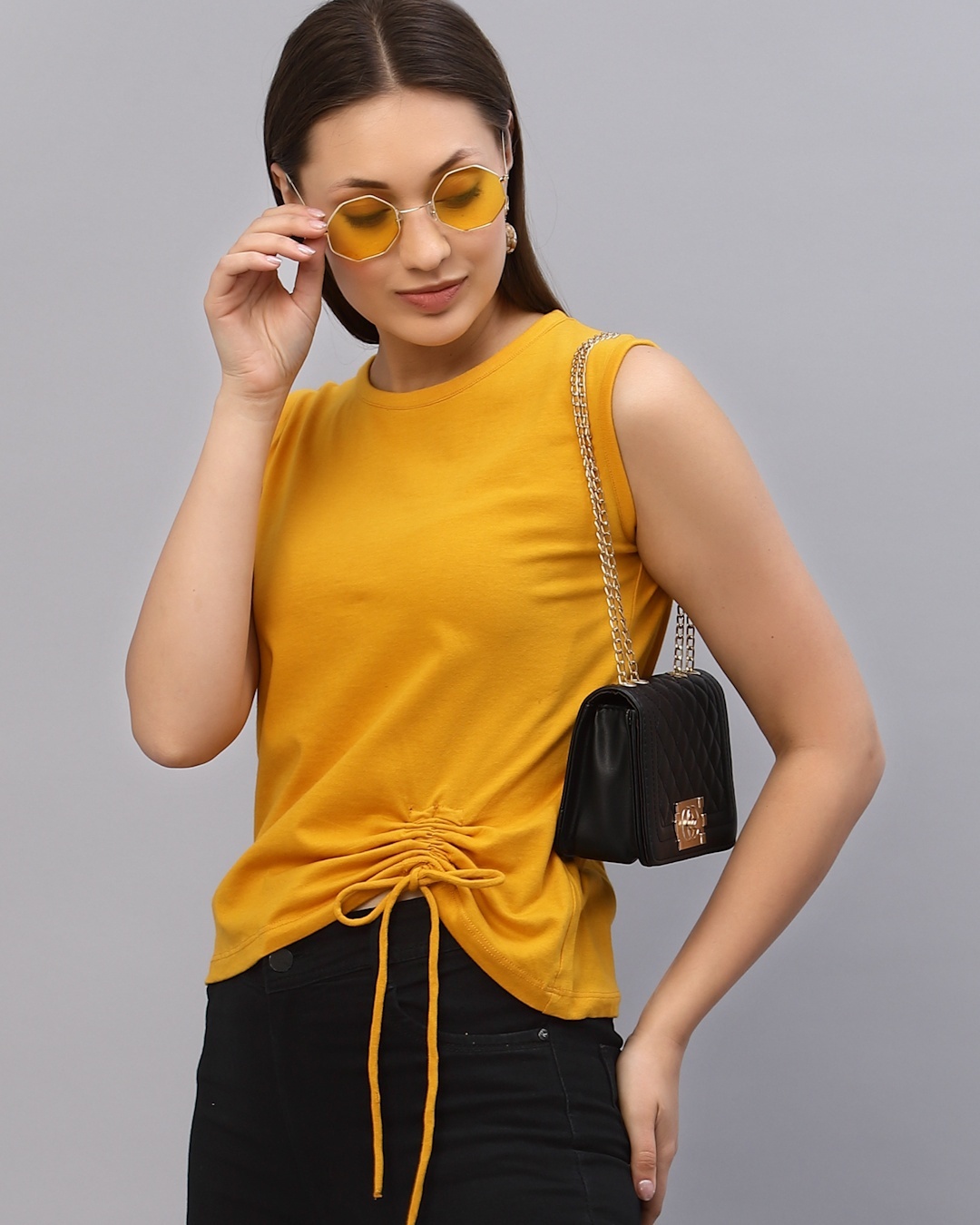 Buy Women's Yellow Slim Fit Top for Women Yellow Online at Bewakoof