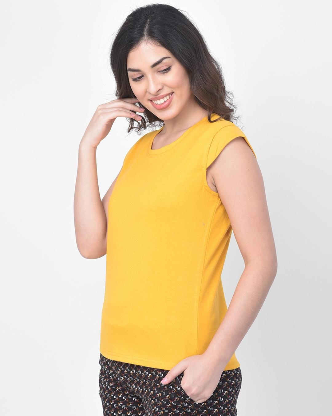 Shop Women's Yellow Slim Fit T-shirt-Back