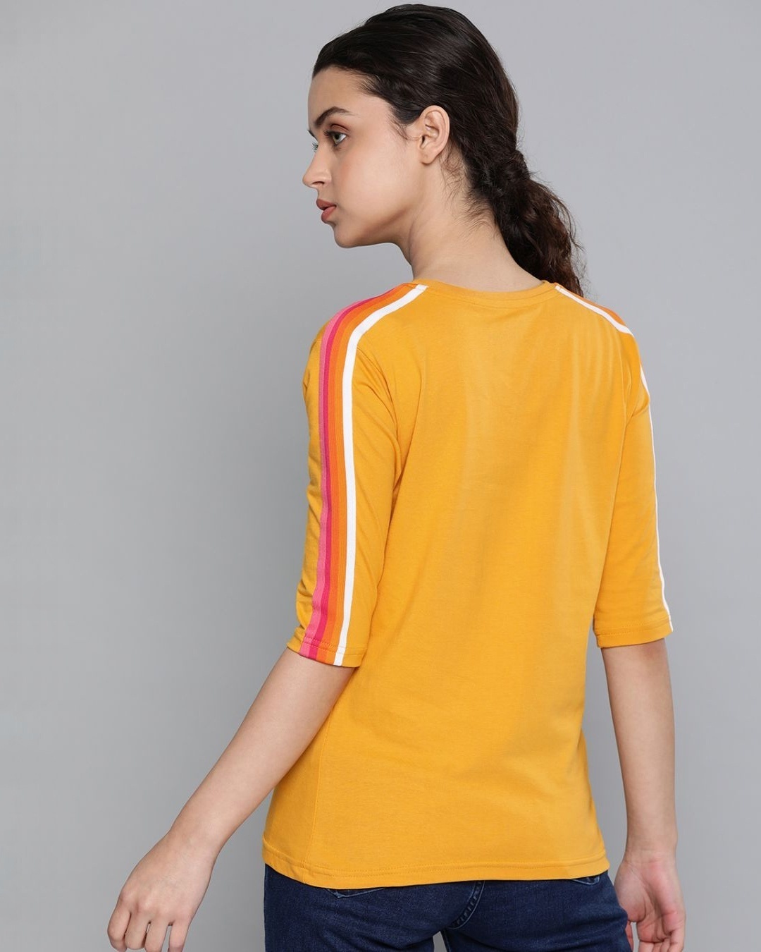 Shop Women's Yellow Solid T-Shirt-Back